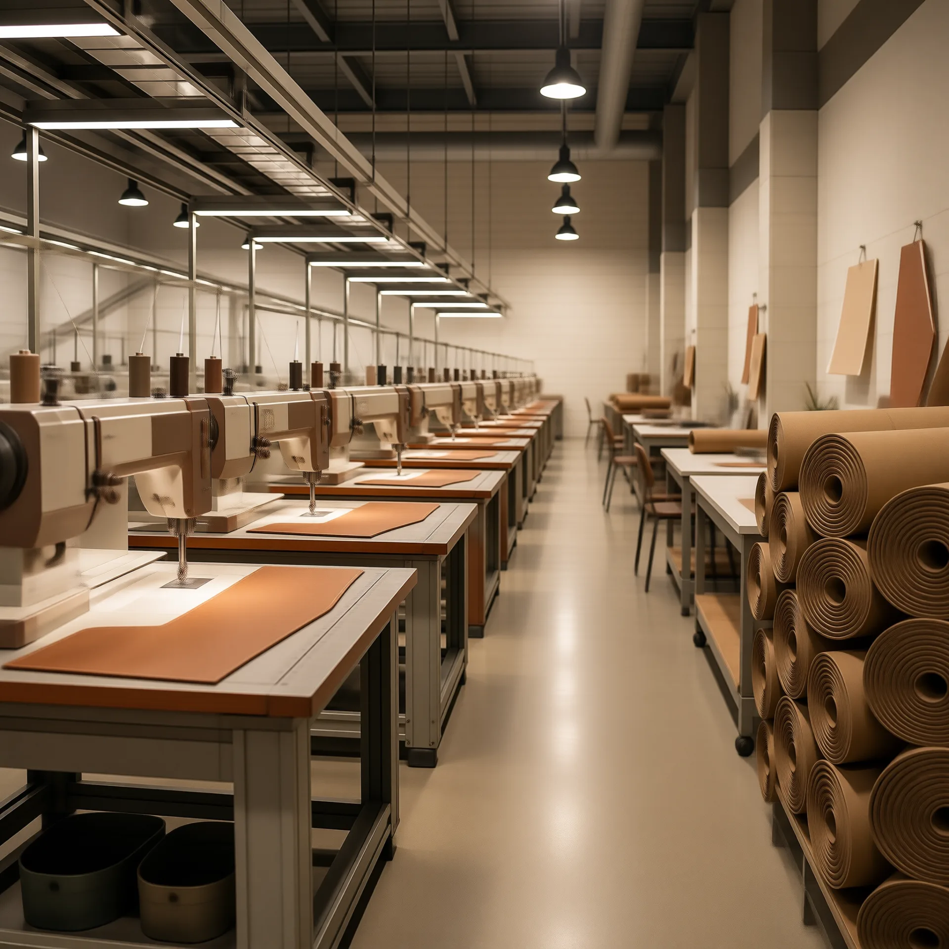 Micko leather workshop with finishing and inspection area