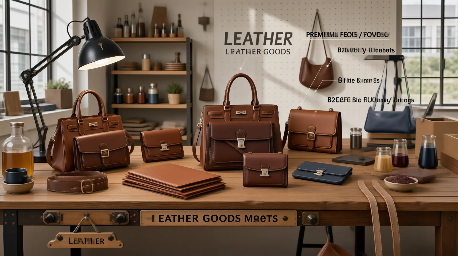 Micko leather manufacturing workshop with premium handbags on the production line